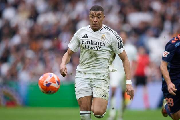 Kylian Mbappe Real Madrid CF controls the ball during the LaLiga match between Real Madrid and RC Celta at Santiago BernabÃ u on May 4, 2025 in Madrid, Spain Photo by Manu Reino DeFodi Images
