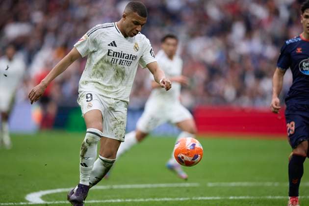 Kylian Mbappe Real Madrid CF controls the ball during the LaLiga match between Real Madrid and RC Celta at Santiago BernabÃ u on May 4, 2025 in Madrid, Spain Photo by Manu Reino DeFodi Images