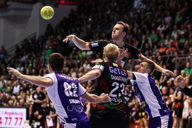 Felix Claar SC Magdeburg,7 Handball Bundesliga Season 2024 2025 SC Magdeburg vs ThSV Eisenach at the GETEC Arena in Magdeburg Action,Handball,Germany,22 05 2025