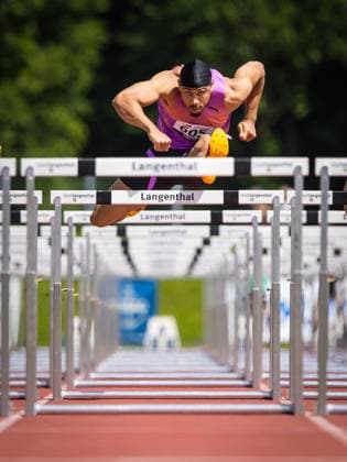 Auffahrtsmeeting Langenthal, 29 05 2025 Joseph Jason LC Therwil, 605 , 110 m hurdles Auffahrtsmeeting in Langenthal, 29 05 2025 Copyright: xBEAUTIFULxSPORTS UlfxSchillerx