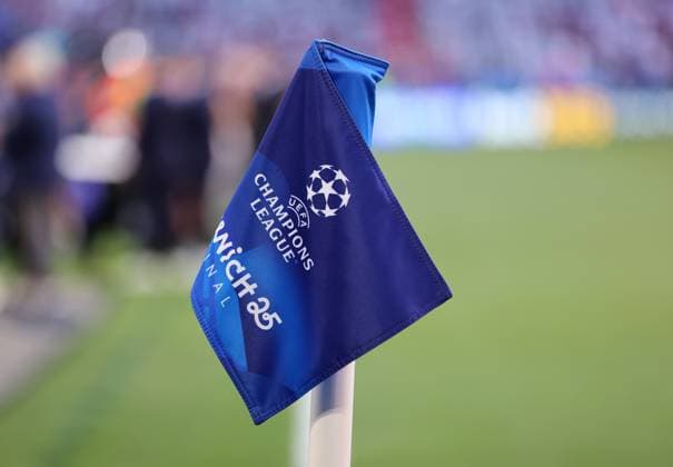 Football, Men, Champions League, 2024 2025 season, Paris Saint Germain Inter Milan, Final, UEFA Champions League Final 2025, Allianz Arena A corner flag with the UEFA Champions League logo, Munich 25, lettering