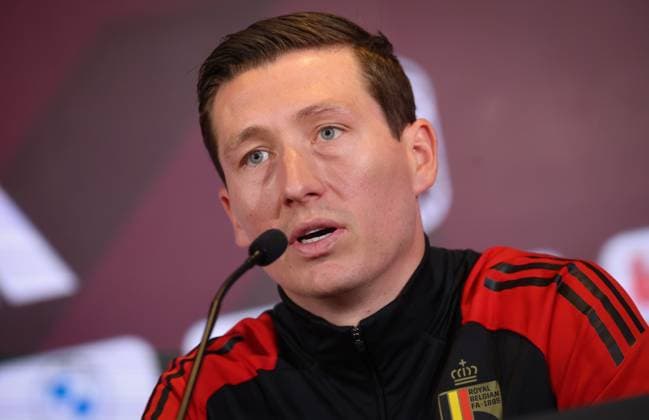 Belgium s Hans Vanaken pictured during a press conference, PK, Pressekonferenz of the Red Devils, the Belgian national soccer team, at the Proximus Basecamp in Tubize, Tuesday 03 June 2025. The team is preparing for the World Cup 2026 qualifiers against Northern Macedonia (06 06) and Wales (09 06). VIRGINIExLEFOUR  x126059691x