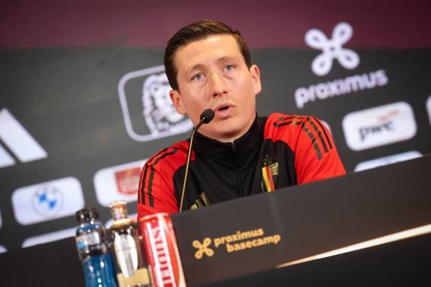 Belgium s Hans Vanaken pictured during a press conference, PK, Pressekonferenz of the Red Devils, the Belgian national soccer team, at the Proximus Basecamp in Tubize, Tuesday 03 June 2025. The team is preparing for the World Cup 2026 qualifiers against Northern Macedonia (06 06) and Wales (09 06). VIRGINIExLEFOUR  x126059698x