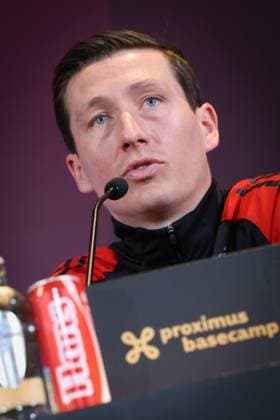 Belgium s Hans Vanaken pictured during a press conference, PK, Pressekonferenz of the Red Devils, the Belgian national soccer team, at the Proximus Basecamp in Tubize, Tuesday 03 June 2025. The team is preparing for the World Cup 2026 qualifiers against Northern Macedonia (06 06) and Wales (09 06). VIRGINIExLEFOUR  x126059711x