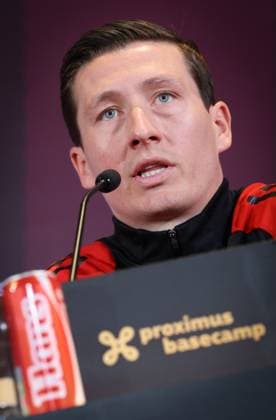 Belgium s Hans Vanaken pictured during a press conference, PK, Pressekonferenz of the Red Devils, the Belgian national soccer team, at the Proximus Basecamp in Tubize, Tuesday 03 June 2025. The team is preparing for the World Cup 2026 qualifiers against Northern Macedonia (06 06) and Wales (09 06). VIRGINIExLEFOUR  x126059715x