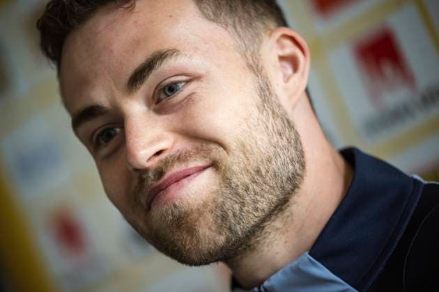 250604 Gabriel Gudmundsson of the Swedish men™s national football team at a press meet on June 4, 2025 in Stockholm Photo Maxim ThorÃ BILDBYRAN kod MT MT0828 fotboll football soccer fotball vm kval kval fifa world cup qualifier qualifier pressträff event meeting sverige sweden sverige a bbeng  Copyright: MAXIMxTHORE BB250604MT055