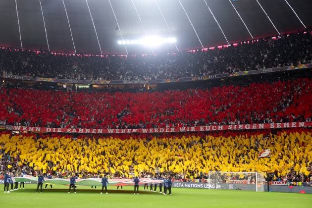 UEFA Nations League semi-final 24 25 Germany Portugal on 04 06 2025 at the Allianz Arena in Munich Fans of the German national team with a choreography at the start of the match MH