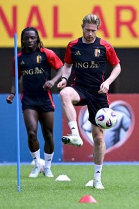 Belgium s Kevin De Bruyne pictured during a training session of the Red Devils, the Belgian national soccer team, In Skopje, Northern Macedonia, Thursday 05 June 2025. The team is preparing for the World Cup 2026 qualifiers against North Macedonia (06 06). DIRKxWAEM  x126237581x