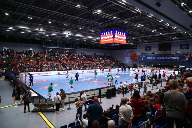 Handball I Men I Season 2024 2025 I Bundesliga I 33 Matchday I HSV Hamburg HSG Wetzlar I 05 06 2025 Alsterdorfer Sporthalle during a handball match Hamburg Alsterdorfer Sporthalle Hamburg Germany Copyright: xLobeca RalfxHomburgx