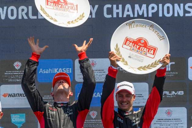 AUTO - WRC, Motorsport Rallye, WM - RALLY ITALIA SARDEGNA 2025 OGIER Sebastien, Toyota GR Yaris Rally1, portrait, podium, portrait during the 2025 Rally Italia Sardegna, 6th round of the 2025 WRC World Rally Car Championship, from June 5 to 8, 2025 at Olbia, Italy - OlbiaItaly Copyright: xNikosxKatikisx