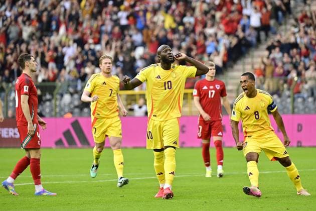 Belgium s Romelu Lukaku celebrates after scoring the 1-0 goal from penalty during a soccer game between Belgian national team, Nationalteam Red Devils and Wales, Monday 09 June 2025 in Bussels, the second (out of 8) qualification games for the World Cup 2026. DIRKxWAEM x126546166x