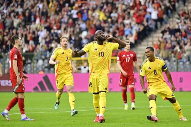 Belgium s Romelu Lukaku celebrates after scoring the 1-0 goal from penalty during a soccer game between Belgian national team, Nationalteam Red Devils and Wales, Monday 09 June 2025 in Bussels, the second (out of 8) qualification games for the World Cup 2026. DIRKxWAEM x126546168x