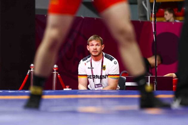Wrestling U17 European Championships 2025 Germany coach Copyright: xUnitedxWorldxWrestlingx xJakexKix