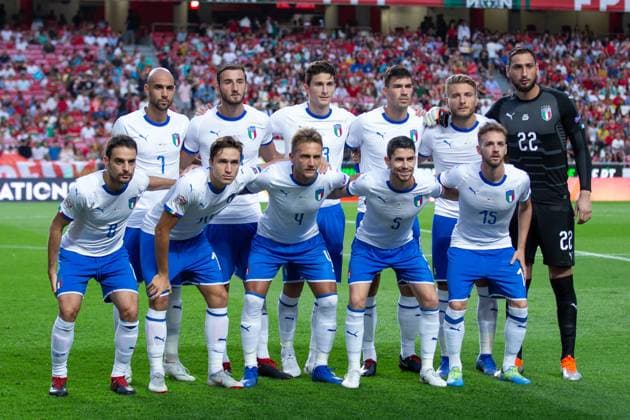 September 10, 2018, Lisbon, Lisbon, Portugal: Italy players pose for a team photo before the start of the game of UEFA Nations League Final Tournament between Portugal and Italy at Estadio da Luz Lisbon Portugal - ZUMAs359 20180910_zsp_s359_004 Copyright: xAlexandrexdexSousax
