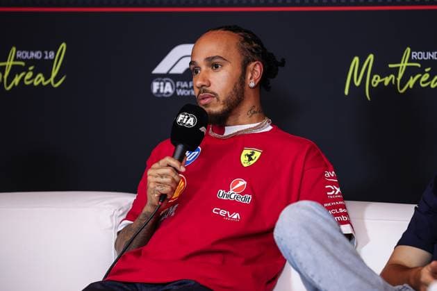 F1 - CANADIAN GRAND PRIX 2025 HAMILTON Lewis (gbr), Scuderia Ferrari SF-25, portrait press conference, PK, Pressekonferenz during the Formula 1 Pirelli Grand Prix du Canada 2025, 10th round of the 2025 FIA Formula One World Championship, WM, Weltmeisterschaft from June 14 to 16, 2025 on the Circuit Gilles Villeneuve, in MontrÃ al, Canada - MontrÃ alCanada  Copyright: xEricxAlonsox