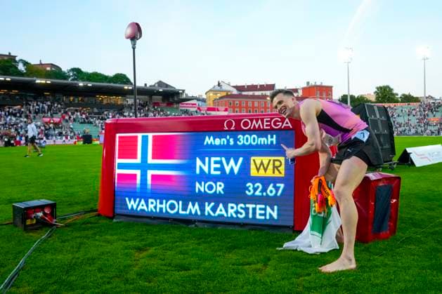 Athletics Bislett Games 2025 Day 2 Oslo 20250612 Karsten Warholm from Norway aften winning in the Diamond League event 300m hurdles men during the Bislett Games at Bislett Stadium in Oslo on Thursday Photo Heiko Junge NTB Oslo Norway EDITORIAL USE ONLY RESTRICTED USE FOR BETTING COMPANIES  Copyright: xHeikoxJungex xNTBx