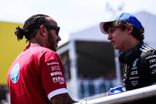 F1 - CANADIAN GRAND PRIX 2025 HAMILTON Lewis (gbr), Scuderia Ferrari SF-25, portrait and KIMI ANTONELLI Andrea (ita), Mercedes AMG F1 Team W16, portrait during the Formula 1 Pirelli Grand Prix du Canada 2025, 10th round of the 2025 FIA Formula One World Championship, WM, Weltmeisterschaft from June 14 to 16, 2025 on the Circuit Gilles Villeneuve, in MontrÃ al, Canada - MontrÃ alCanada  Copyright: xEricxAlonsox