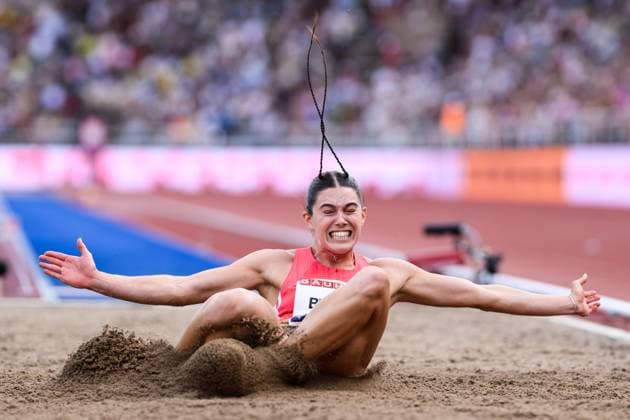 250615 Claire Bryant of USA competes in women™s long jump during Bauhaus galan, part of the Diamond League series, June 15, 2025 in Stockholm Photo Joel Marklund BILDBYRAN kod JM SH0634 bbeng friidrott athletics friidrett diamond league bauhaus galan stockholm  Copyright: JOELxMARKLUND BB250615JM097