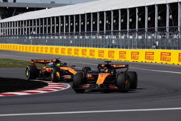 F1 - CANADIAN GRAND PRIX 2025 81 PIASTRI Oscar (aus), McLaren F1 Team MCL39, action, 04 NORRIS Lando (gbr), McLaren F1 Team MCL39, action during the Formula 1 Pirelli Grand Prix du Canada 2025, 10th round of the 2025 FIA Formula One World Championship, WM, Weltmeisterschaft from June 14 to 16, 2025 on the Circuit Gilles Villeneuve, in MontrÃ al, Canada - MontrCanada  Copyright: xFLORENTxGOODENx