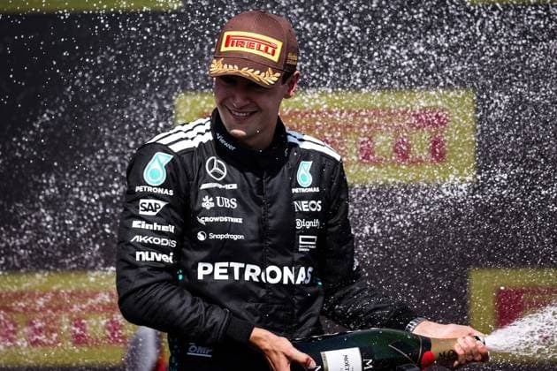F1 - CANADIAN GRAND PRIX 2025 RUSSELL George (gbr), Mercedes AMG F1 Team W16, portrait podium during the Formula 1 Pirelli Grand Prix du Canada 2025, 10th round of the 2025 FIA Formula One World Championship, WM, Weltmeisterschaft from June 14 to 16, 2025 on the Circuit Gilles Villeneuve, in MontrÃ al, Canada - MontrÃ alCanada  Copyright: xEricxAlonsox