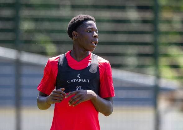 Football, Men, Season 2025 26, 3 Liga, FC Energie Cottbus, Training kick-off, Joel Kwarteng Awuah U19, Energie Cottbus , 22 06 2025, Copyright: xSebastianxRäppold MatthiasxKochx