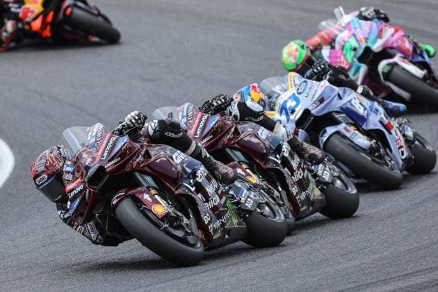 Foto IPP Enrico Schiavi Scarperia 22-06-2025 MotoGP Gran Premio Motociclismo di Italia 2025 Gara nella foto: Marc Marquez - Ducati Lenovo Team guida il gruppo alla partenza seguito da Francesco Bagnaia - Ducati Lenovo Team ed Alex Marquez - BK8 Gresini Racing MotoGP Scarperia italy ITALY ITALY  Copyright: xR4924_italyphotopressx