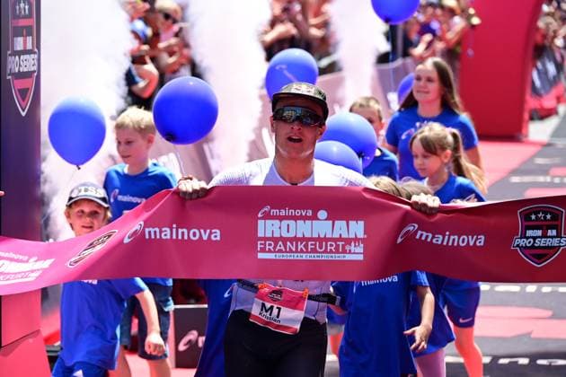 29 06 2025 xkhx Frankfurt am Main Ironman European Championship 2025, Cycling Marathon Winner M1 Kristian Blummenfelt NOR