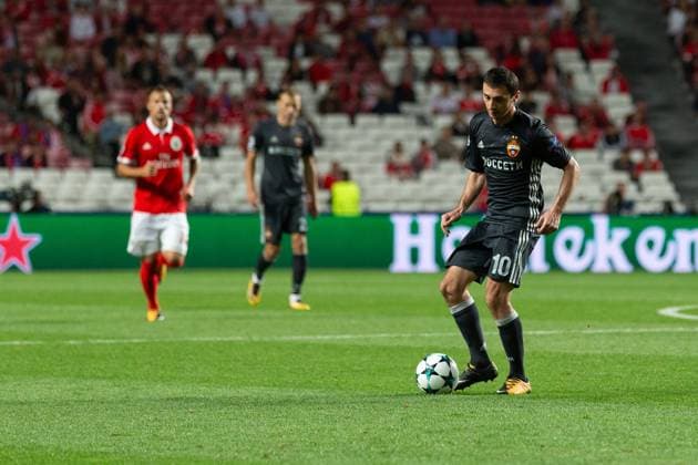 September 12, 2017, Lisbon, Lisbon, Portugal: CSKA midfielder from Russia ALAN DZAGOEV (10) in action during the game for UEFA Champions League between Benfica and CSKA Moscow at Estadio da Luz Lisbon Portugal - ZUMAs359 20170912_zsp_s359_038 Copyright: xAlexandrexdexSousax
