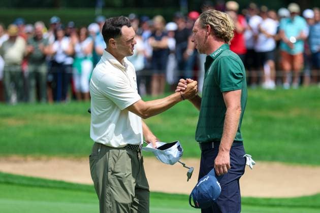 Golf DP World Tour European Tour Day 2 BMW International Open 2025 on 04 07 2025 at Golf Club Eichenried Martin Kaymer Germany , left Marcel Siem Germany , right xMSx