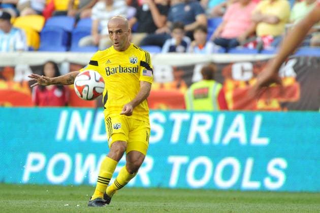 July 12, 2014 - Harrison, New Jersey, U.S - Columbus Crew forward FEDERICO HIGUAIN (10) delivers a free kick at Red Bull Arena in Harrison New Jersey New York defeats Columbus 4 to 1 Copyright: xBrooksxVonxArxx