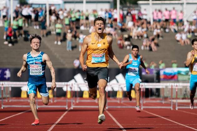 Owe Fischer Breiholz Koenigsteiner LV, 400m Huerden Maenner , NOR, Leichtathletik, Athletics, European Athletics U23 Championships 2025, Leichtathletik U23 Europameisterschaft, Bergen, 19 07 2025, NOR, Leichtathletik, Athletics, European Athletics U23 Championships 2025, Leichtathletik U23 Europameisterschaft, Bergen, 19 07 2025 Bergen Copyright: xStefanxMayerx EP_SMR