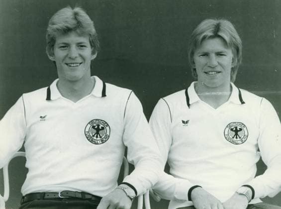 Football Germany u B Z The Brueder and National player Karl Heinz left and Bernd Foerster ATTENTION date estimated !ACHTUNG AUFNAHMEDATUM GESCHÄTZT!