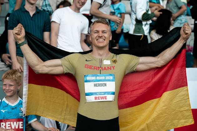 Luka Herden LG Brillux Muenster, Long Jump Men , GER, Athletics, FISU World University Games Summer 2025, Lohrheidestadion, Wattenscheid, 24 07 2025, GER, Athletics, FISU World University Games Summer 2025, Lohrheidestadion, Wattenscheid, 24 07 2025 Wattenscheid Copyright: xStefanxMayerx EP_SMR