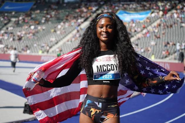 Athletics, Track Field, Athletics, world athletics meeting, ISTAF Berlin 2025 27 07 2025 Olympiastadion Berlin, 100 women, maia Mccoy USA