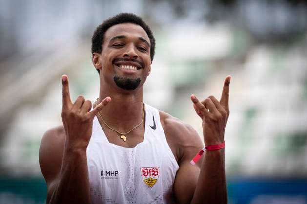 German Athletics Championships all-around Dresden, 01 08 2025 Leo Neugebauer VfB Stuttgart after the 110m hurdles German Athletics Championships all-around on 01 08 2025 at Heinz Steyer Stadium, Dresden Saxony Copyright: xBEAUTIFULxSPORTS AxelxKohringx