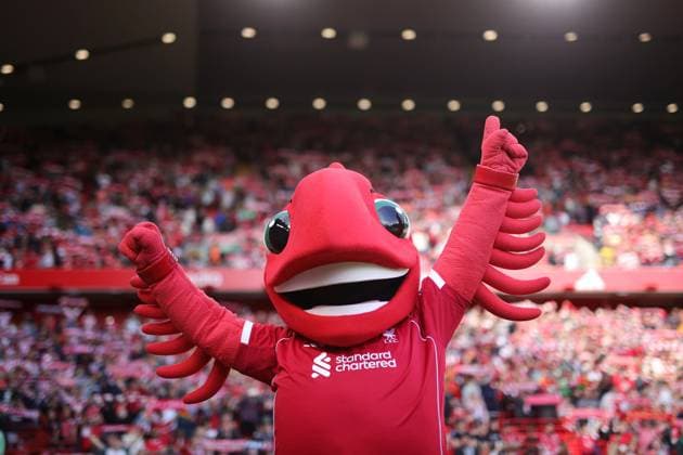 Fußball Vorsaison Freundschaftsspiel Liverpool gegen Athletic Bilbao 4. August 2025 Vorsaison Freundschaftsspiel Liverpool gegen Athletic Bilbao Liverpool Maskottchen Mighty Red Foto Simon Stacpoole Abseits Liverpool UK  Copyright: xSimonxStacpoolexOffside