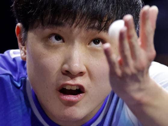 Table tennis, Tischtennis WTT Champions Japan s Tomokazu Harimoto plays in the men s singles final against China s Wang Chuqin at the WTT Champions table tennis event in Yokohama on Aug. 11, 2025.  A14AA0004763650P