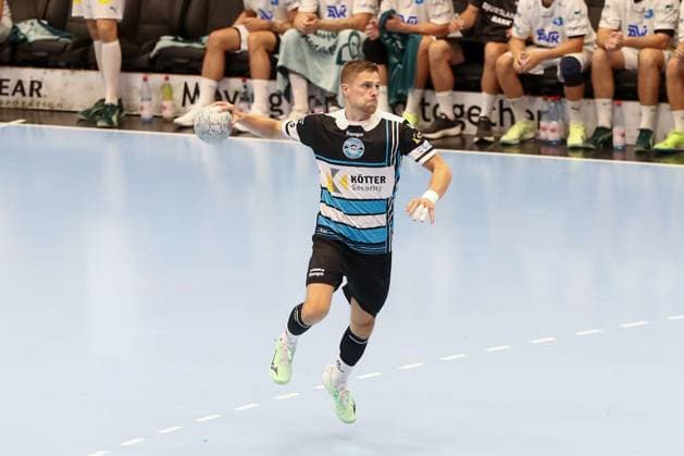 15 08 2025, xgox, Handball, Wartburg Cup, ThSV Eisenach Skanderborg Handbold emspor v l Vincent Buechner Büchner, Eisenach, 74 Eisenach