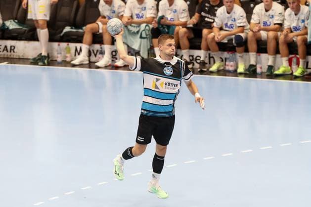15 08 2025, xgox, Handball, Wartburg Cup, ThSV Eisenach Skanderborg Handbold emspor v l Vincent Buechner Büchner, Eisenach, 74 Eisenach