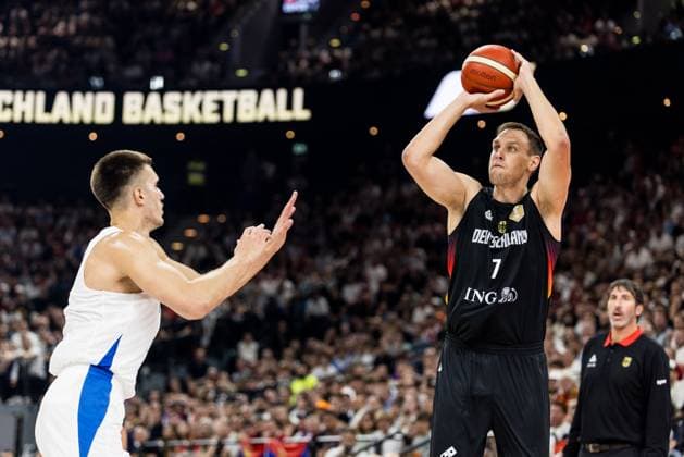 Turkish Airlines Supercup Germany Serbia 16 08 2025 Johannes Voigtmann Germany, 7 in the throw Turkish Airlines Supercup Final Germany Serbia, Munich, SAP Garden on 16 08 2025 Copyright: xBEAUTIFULxSPORTS Wunderlx