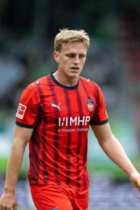 Mikkel Kaufmann FC Heidenheim, 29 , GER, 1 FC Heidenheim vs VFL Wolfsburg, Football, Bundesliga, 1 Matchday, Season 2025 2026, 23 08 2025, DFL DFB REGULATIONS PROHIBIT ANY USE OF PHOTOGRAPHS AS IMAGE SEQUENCES AND OR QUASI VIDEO, GER, 1 FC Heidenheim vs VFL Wolfsburg, Football, Bundesliga, 1 Matchday, Season 2025 2026, 23 08 2025 Heidenheim Copyright: xEibner-Pressefotox EP_EER