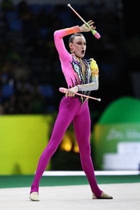 Darja Varfolomeev, GER, during individual clubs final at 2025 World Rhythmic Gymnastics championships in Rio de Janeiro 24 08 2025