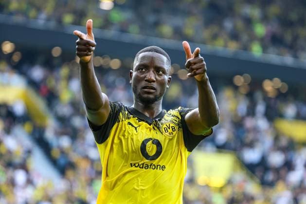 1 Bundesliga Borussia Dortmund 1 FC Union Berlin on 31 08 2025 at Signal Iduna Park in Dortmund Cheering, goal celebration, goal scorer, goal scorer Serhou Guirassy Dortmund 9 cheers after his goal to make it 1 - 0 MH
