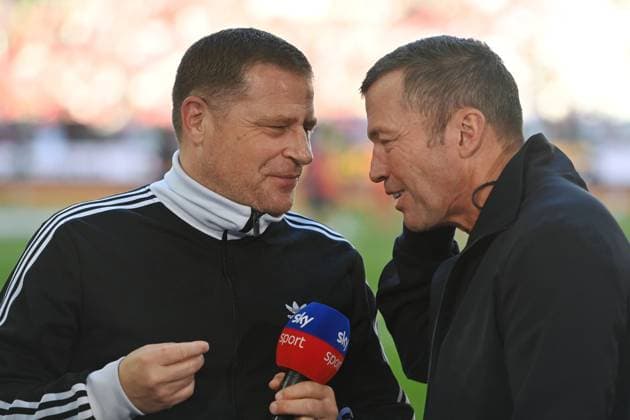 from left Max EBERL Chief Sports Officer FC Bayern Muenchen ,Lothar MATTHAEUS Sky Sport Expert , Soccer 1 Bundesliga Season 2025 2026, 2 Matchday, Matchday02 FC Augsburg FC Bayern Muenchen 2 3 on 30 08 2025 , WWK A R E N A
