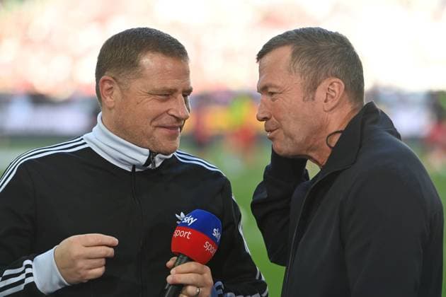 from left Max EBERL Chief Sports Officer FC Bayern Muenchen , Sky Sport Expert Lothar MATTHAEUS Soccer 1 Bundesliga Season 2025 2026, 2 Matchday, Matchday02 FC Augsburg FC Bayern Muenchen 2 3 on 30 08 2025 , WWK A R E N A