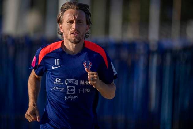 Croatian National Football Team training Luka Modric of Croatia warming up during the Croatian national football team s training session ahead of the World Cup qualifiers. They face the Faroe Islands on September 5th and the Czech Republic on September 8th. IgorxSoban PIXSELL