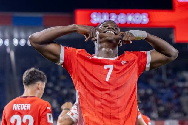 Basel, Switzerland, September 05st 2025: Goalscorer Breel Embolo (7 SUI) during the European Qualifiers match between Switzerland and Kosovo Group B at St. Jakob-Park in Basel, Switzerland. Philipp Kresnik (Philipp Kresnik SPP) Copyright: xPhilippxKresnikx xSPPx spp-en-PhKrSp-_KRE1405-Verbessert-RR