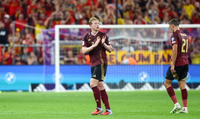 Belgium s Kevin De Bruyne pictured during a soccer game between Belgian national soccer team Red Devils and Kazakhstan, in Brussels, on Sunday 07 September 2025, the fourth (out of 8) qualification games for the World Cup 2026. VIRGINIExLEFOUR  x133572913x
