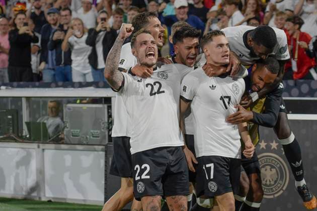 Florian Wirtz Germany 17 celebrates after scoring the goal for 3 1 with the team 07 09 2025 Soccer World Cup Qualification Germany vs Northern Ireland, Rheinenergiestadion, Cologne, Copyright: xpepphotox xHorstxMauelshagenx pep00321, pep_20250907_hm_121170