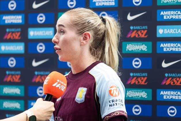 Missy Bo Kearns (7 Aston Villa) interviewed by WSL TV during the Barclays FA Womens Super League match between Brighton & Hove Albion Women and Aston Villa Women, at Broadfields Stadium, Crawley, England. (Neil Holmes SPP) Copyright: xNeilxHolmes SPPx spp-en-NeHo-3055 copy